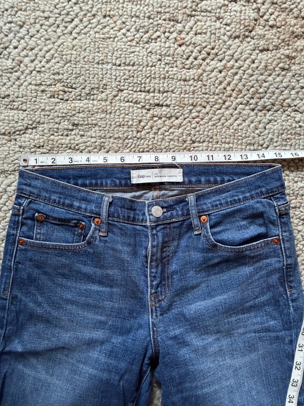 GAP Denim Roll-Cuff Bermuda Shorts - Dark Blue - Picture 4 of 5